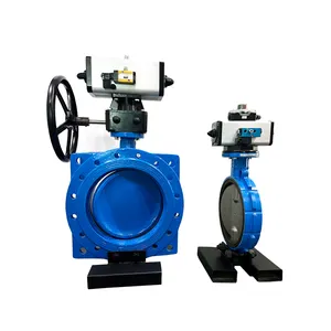 DN40 3 inch EPDM Rubber Seat Double Flange Type Single Acting Air Actuator Butterfly Valve