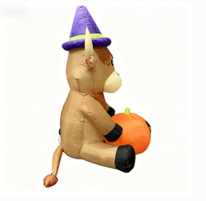 5FT <strong>Halloween</strong> Inflatable Yak with Witch <strong>Hat</strong> &amp; Pumpkin - Product Image 4