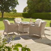 Ensemble de salle à manger en rotin 5 pièces avec structure en aluminium, table de brasero en osier PE et coussins imperméables pour patio et jardin