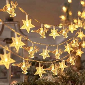 Luces de Cadena 3M con 20 LED, Diseño de Alces, Copos de Nieve y Estrellas, Funcionan con Pilas, Clasificación IP20, Regulables, para Decoración Navideña Interior, Fiestas - Product Image 2