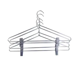 Metal Clothes Hanger With 2 Pinch Clips without Magnetic Stainless Steel Silver Color Hanger For Drying Clothes