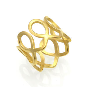 Anillo Hueco de Línea Ondulada Ancha Chapado en Oro de Acero Inoxidable 316L de Moda de Marca - Precio al por Mayor - Product Image 1