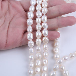 Perles d'eau douce baroques Zhuji 9-10 mm, produit semi-fini naturel, perles irrégulières à trou droit double face, perles en vrac - Product Image 2