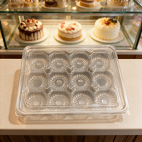 Contenitore Trasparente Personalizzato per Pasticceria con Coperchio, 12 Scomparti, Confezione per Cioccolatini e Dolci, Vendita Calda