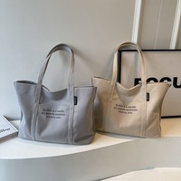 Sac à bandoulière en toile pour femme, sac à main simple pour le travail, les études, la classe, grand sac fourre-tout, fermeture éclair, doublure en polyester