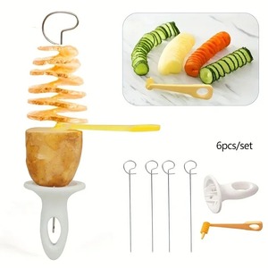 Ensemble de 6 spirales en acier inoxydable, coupe-légumes multifonctionnel, parfait pour faire des spirales de pommes de terre, des carottes, outil de cuisine - Product Image 1