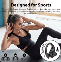 Earbud Nirkabel Over-Ear dengan Bluetooth, Daya Tahan Baterai Lama, Tahan Air IPX4, Headset Olahraga dengan Pengait Telinga