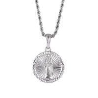 Pendentif religieux en gros, médaillon Notre-Dame de Guadalupe en argent 925, breloques de bijoux catholiques en vrac pour les magasins d'articles religieux