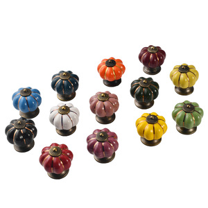 <b>Ceramic</b> Cabinet <b>Knob</b> Pumpkin Shape Colorful European Style Drawer Handle Furniture Decorative <b>Knob</b> Durable Design - Product Image 5