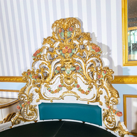 Meubles de chambre à coucher de style royal classique, lit rond de taille king ou queen, lit en bois sculpté de luxe