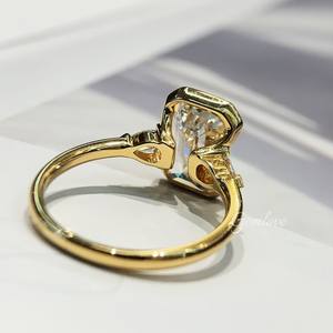 Anillo de lujo de oro de 14K/18K para mujer con diamante cultivado en laboratorio de 3,2 CT y piedras laterales de 0,24 CT, joyería de boda/diaria de 2.974G - Product Image 5