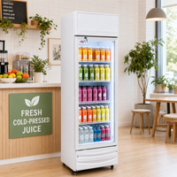 Réfrigérateur de présentation vertical économique en marbre pour boissons, avec porte vitrée transparente simple, pour jus de fruits, idéal pour les magasins