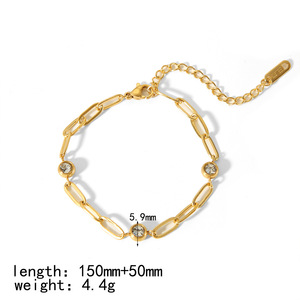 Pulsera de Acero Inoxidable Chapada en Oro para Mujer con Incrustaciones de Circonio, Diseño Geométrico, Joyería Fina de Cadena para Uso Diario - Product Image 4