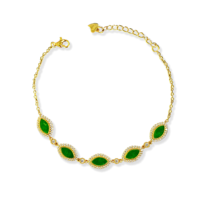 Pulsera de Jadeíta Birmana Natural de Grado A, Forma Marquesa, Verde, para Uso Diario, Regalo para Mujer (con Certificado NGTC)