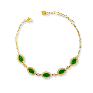 Bracciale in Giadeite Naturale Birmana di Grado A, Forma Marquise, Bracciale in Giadeite Verde per Uso Quotidiano Femminile, Regalo in Giadeite (con Certificato NGTC) - Product Image 1