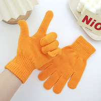 Gants d'hiver chauds unisexes pour adultes, en coton/spandex/polyester tricoté, couleur unie, entièrement couvrants, avec doigts séparés, pour la plage