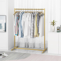 Porte-vêtements moderne à un seul niveau en acier inoxydable robuste avec crochets et rails pour salle de bain, cuisine et salon