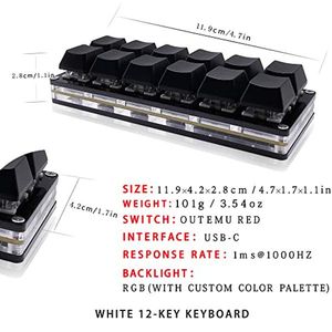 Clavier de jeu mécanique OEM ODM à 12 touches, clavier à une main, filaire, programmable et à touches remplaçables à chaud - Product Image 2