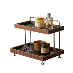 Two Tier Wooden Countertop Shelf With Metal Frame <b>Kitchen</b> <b>Storage</b> Organizer For Cups And Condiments - Product Image 4
