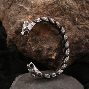 Bracelet Viking pour Homme en Acier Inoxydable 316L, Bijoux Héritage <span class=keywords><strong>Mythologie</strong></span> <span class=keywords><strong>Nordique</strong></span> <span class=keywords><strong>Odin</strong></span> Loup, Vente en Gros - Product Image 2
