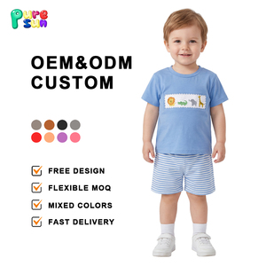 Puresun - Conjuntos de <span class=keywords><strong>Ropa</strong></span> para Niños de Dos Piezas Personalizados, Pantalones Cortos con Estampado de Rayas, <span class=keywords><strong>Ropa</strong></span> de Algodón con Estampado de Animales del Zoológico para Niños, Precio al por Mayor - Product Image 1