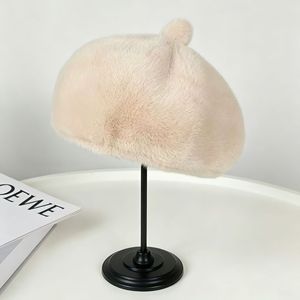 Béret en fausse fourrure de vison pour femme, chaud, anti-froid, amincissant, polyvalent, style artiste, disponible en gros pour l'automne et l'hiver - Product Image 4