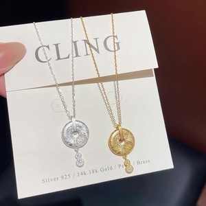 S925 Pure <b>Silver</b> Chinese Style Lucky Gourd Pendant Necklace For Women Minimalist Fashion <b>Choker</b> Everyday Wear - Product Image 2