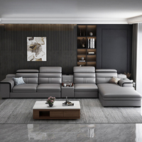 Canapé d'angle modulaire en cuir véritable de haute qualité au design moderne, inclinable, en forme de L, pour salon de luxe