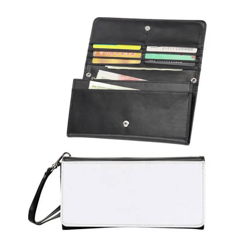 Factory price Blank sublimation large PU leather Women's zipper wallet long wallet