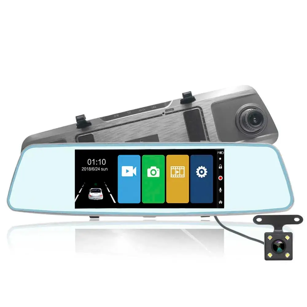 Smart Car DVR Camera Daul Lens Auto Video Recorder Full HD 1080P 7 Inch Touch Screen Rear View Mirror Dash Cam CR56