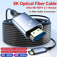 Kabel HDTV 2.1 Serat Optik 8K, Kabel Video Kecepatan Ultra Tinggi Jarak Jauh untuk Pengkabelan Teknik, untuk Laptop, TV, Proyektor, Monitor