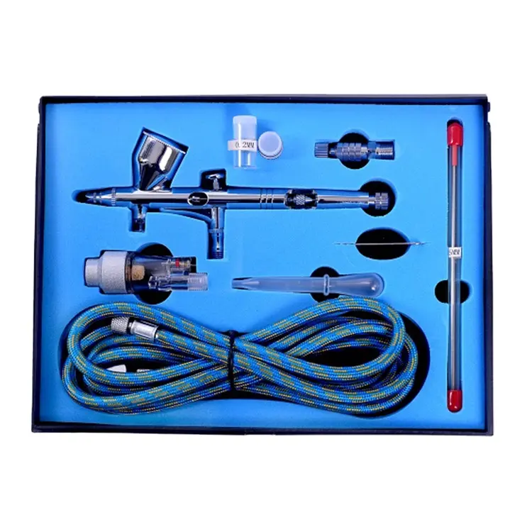 0.2 Mét 0.3 Mét 0.5 Mét 0.8 Mét Piston Xách Tay Mini Air Brush Phun Sơn Gun Set Airbrush Gun Với Trường Hợp