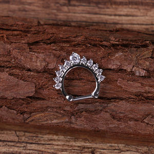 Sahte burun yüzükler kadınlar için paslanmaz çelik <span class=keywords><strong>Opal</strong></span> sahte <span class=keywords><strong>Septum</strong></span> yüzük seti CZ sahte burun halkaları Hoop damızlık klip burun manşetleri olmayan Piercin - Product Image 2