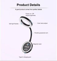 Lampe LED annulaire magnétique pliable rechargeable M15 pour selfie, maquillage, photographie, YouTube, lecture, téléphone portable, 64 SMD