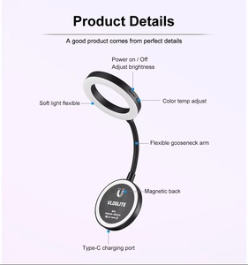 Anillo de Luz LED Magnético Recargable Plegable M15 para Selfies, Maquillaje, Fotografía, <span class=keywords><strong>YouTube</strong></span>, Lectura, Teléfono Móvil, 64 SMD - Product Image 5