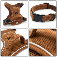 Harnais de luxe en velours côtelé pour chien, réglable, anti-traction, design aventure, personnalisable, lavable, avec laisse et sacs à déjections