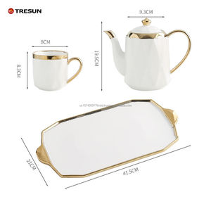 Service à thé en porcelaine fine de luxe classique, écologique, tasse à café, théière, bouilloire, tasse à thé, coffret cadeau pour la maison et les fêtes - Product Image 3