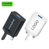 Pengisi Daya Dinding USB Maimi UK Plug 5V 2.4A Adaptor Daya Portabel Cangkang ABS+PC Tahan Api dengan Set Kabel Micro/Type-C/iOS