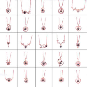 Bijoux fantaisie, collier en argent 925 avec zircon, projection photo « Je t'aime » en 100 langues, fiançailles, mariage, fête, écologique - Product Image 1