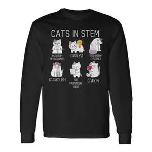 Camiseta de manga larga para amantes de los gatos, Cats In Stem Scientist Nerd Cat Lover - Product Image 1