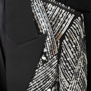 <span class=keywords><strong>Ensemble</strong></span> de costume deux pièces noir de luxe, blazer à paillettes argentées, <span class=keywords><strong>pantalon</strong></span> long, tenue de soirée formelle, costumes formels <span class=keywords><strong>pour</strong></span> femmes - Product Image 3