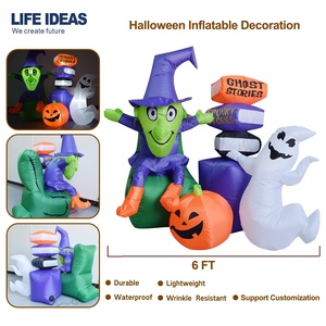 6FT Halloween inflatables Phù Thủy và ma Truyện sách với xây dựng trong đèn LED cho sân bên ngoài Halloween Trang trí nội thất - Product Image 3