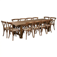 Vente en gros d'usine Table et chaises en pin de ferme Table de mariage en bois dur style rustique en bois massif
