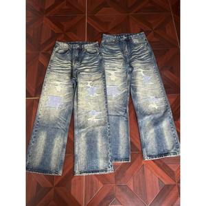 Jeans Vintage Holgados Rosa Blanco para Hombre, Personalizados, Desgastados, Lavados, con Múltiples Bolsillos, Calidad de Lujo, Stock <span class=keywords><strong>Original</strong></span> - Product Image 3