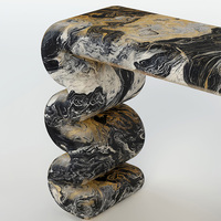 Tables consoles KUMUSI Home Decor, style nordique moderne, meubles en pierre, forme d'arche, entrée, marbre italien Nero-Portoro