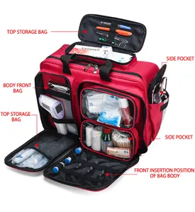 उच्च गुणवत्ता वाले बड़े क्षमता वाले चिकित्सा बैग आपातकालीन किट हैंडल और कंधे का पट्टा 5-7 दिन काम पहली सहायता किट