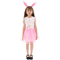 Ensemble de costumes de lapin rose pour enfants - Adorable robe de fête pour filles pour le carnaval et la danse du printemps