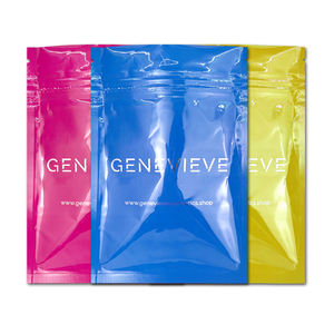 Sacs plats en plastique rose brillant imperméables avec fermeture à glissière personnalisés avec logo pour cosmétiques professionnels et voyages - Product Image 1