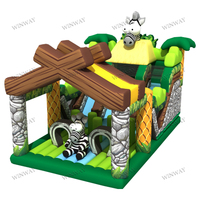 Château gonflable géant pour enfants avec toboggan/toboggan sec pour les fêtes en plein air, thème jungle, animaux, ville de divertissement, panda, location