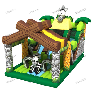 Château gonflable géant pour enfants avec toboggan/toboggan sec pour les fêtes en plein air, thème jungle, animaux, ville de divertissement, panda, location - Product Image 3